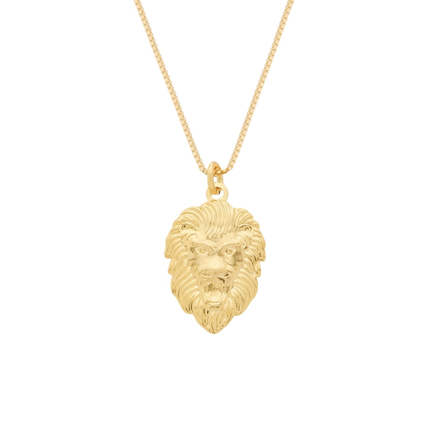Colar Dourado Pingente Leão em fundo branco