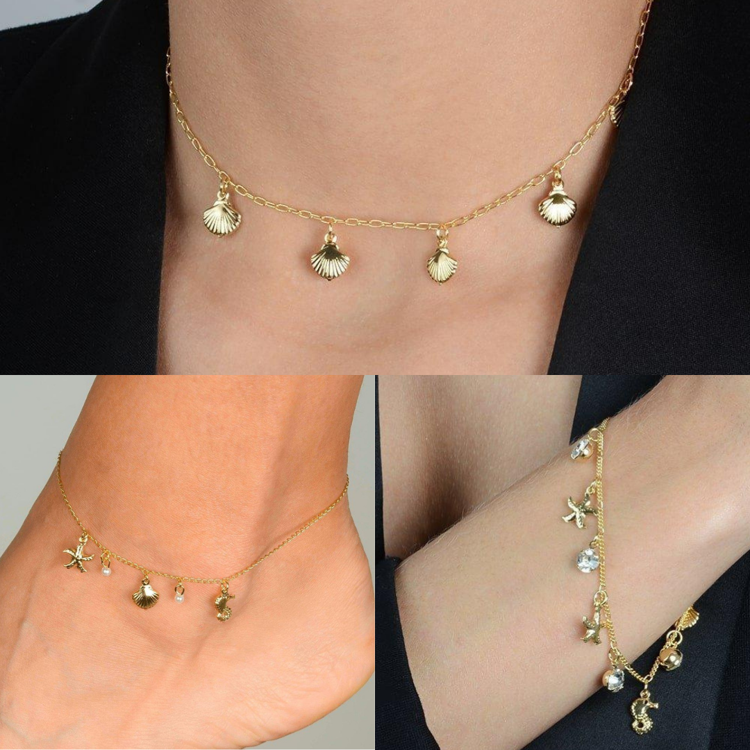 Conjunto Dourado Essência do Mar Modelos