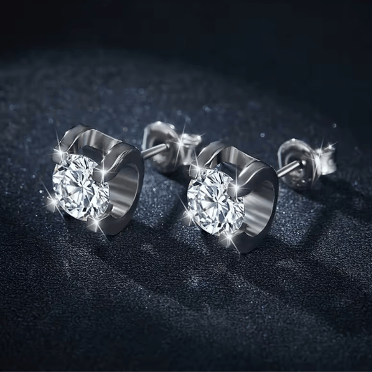 Brinco solitário clássico com Moissanite em prata 925