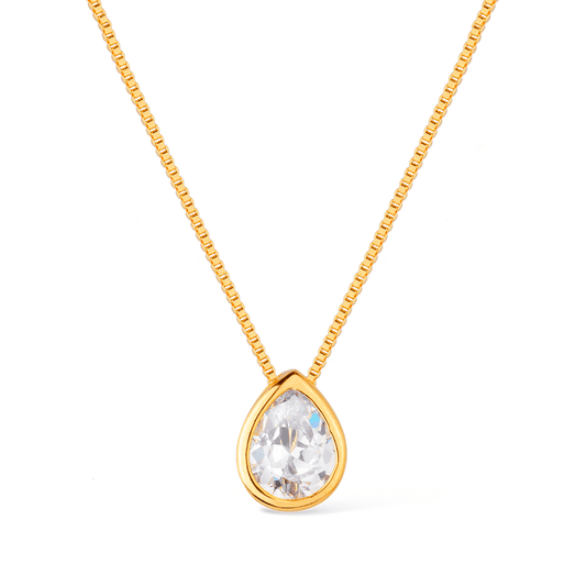 Colar Dourado de Gota em Zircônia