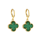 Brinco Dourado de Trevos com Zircônia Verde
