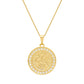 Colar dourado com medalha de São Miguel Arcanjo cravejada de zircônias, banho ouro 24K e tecnologia antialérgica em fundo branco