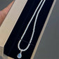 Colar de Pérolas Moissanite com Gema Azul Celeste