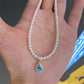 Colar de Perolas Moissanite com Gema Azul Celeste