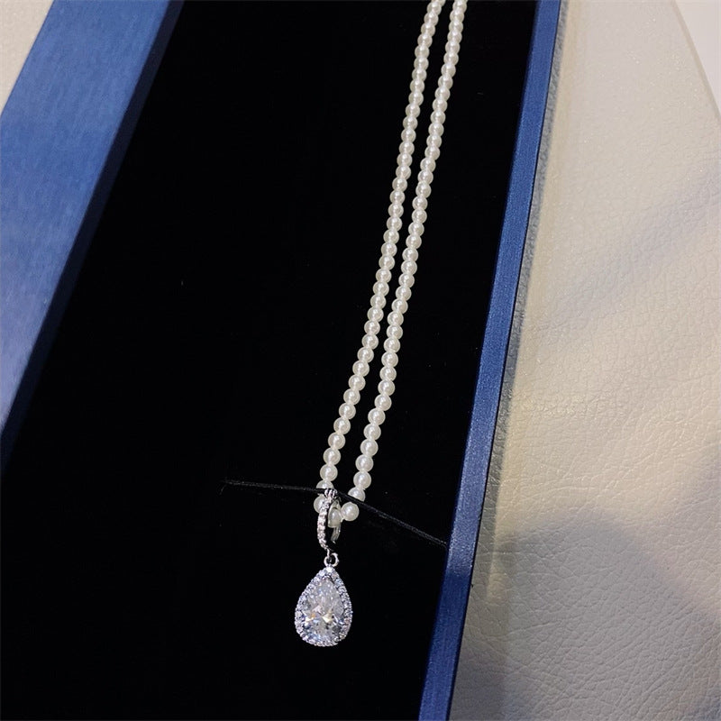 Colar de Perolas Moissanite com Gema Azul Celeste 1
