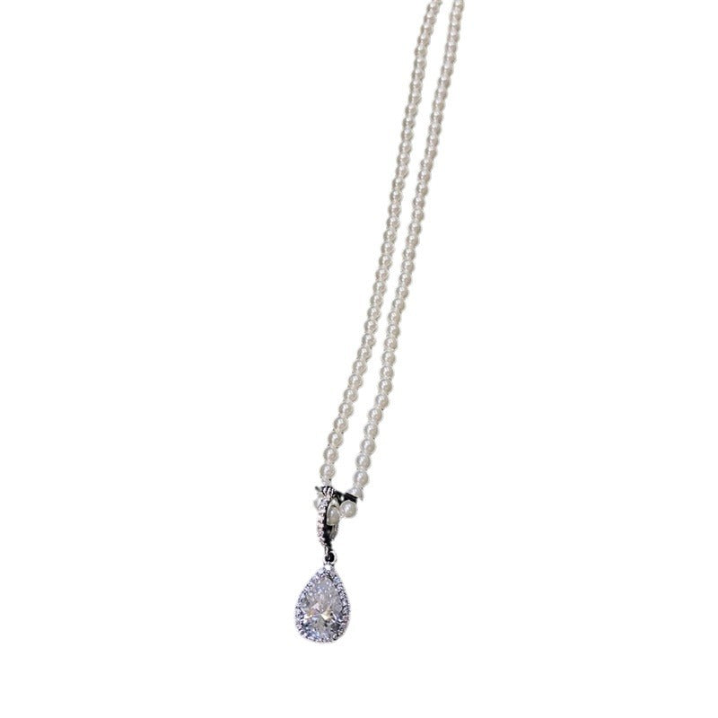 Colar de Perolas Moissanite com Gema Azul Celeste 3