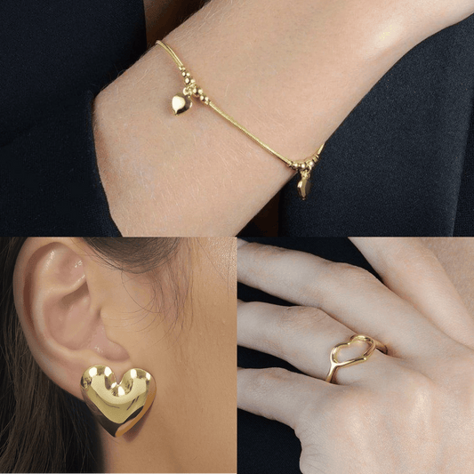 Conjunto Dourado Corações 1