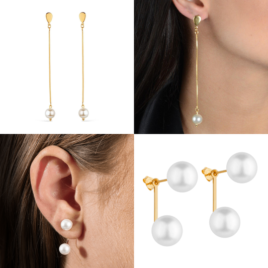 Conjunto Duo de Pérolas, modelos e brincos
