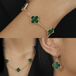 Conjunto com Trevos Verdes Dourados