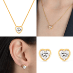 Duo Coracao Zirconia Dourado