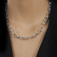 Colar Prateado Chocker Corrente Elos Largos