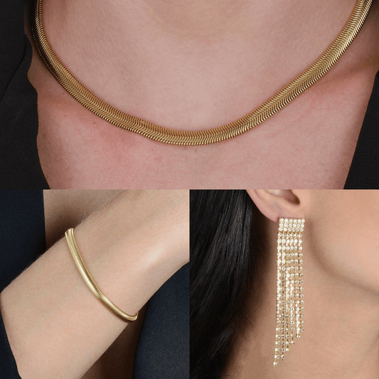 Modelos com Conjunto Dourado Noite de Luxo