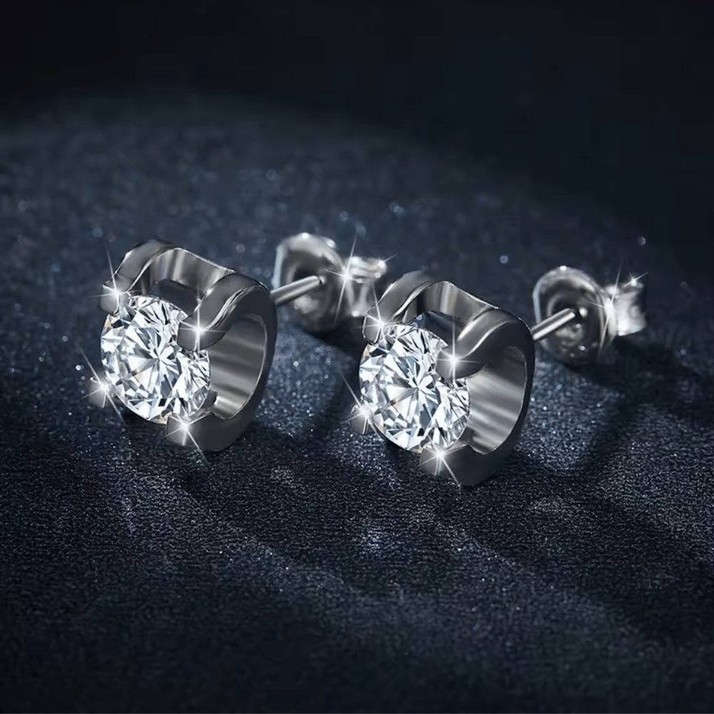 Brinco solitário clássico com Moissanite em prata 925